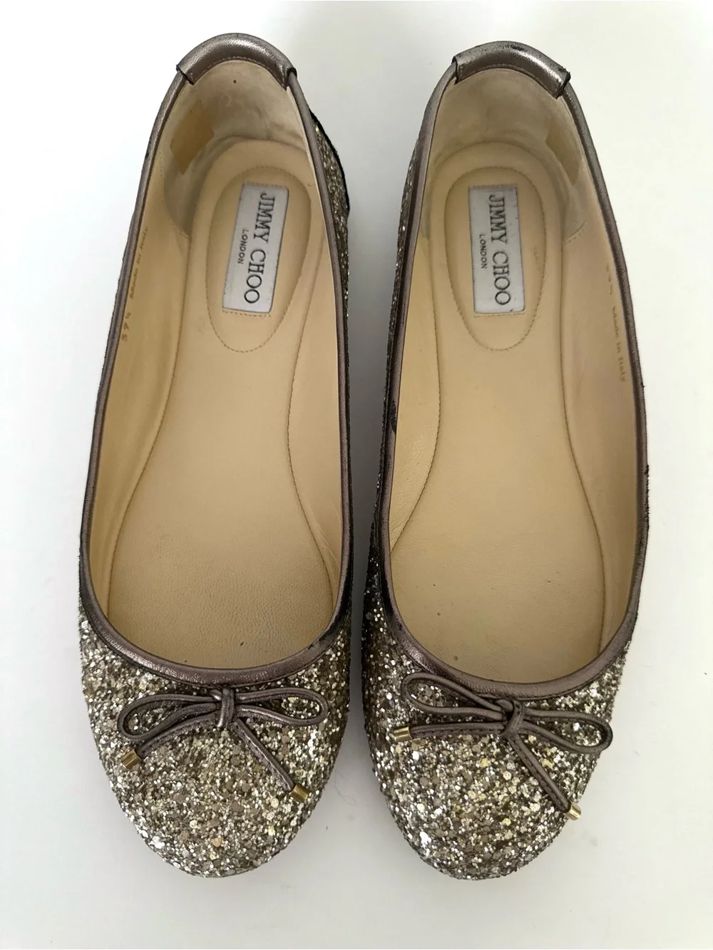 Jimmy Choo Women's Glitter Ballet Flats in Gold